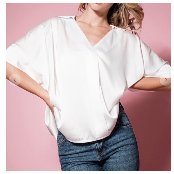 Boho Satin Loose Fit V-neck Blouse - Picture 3 of 3